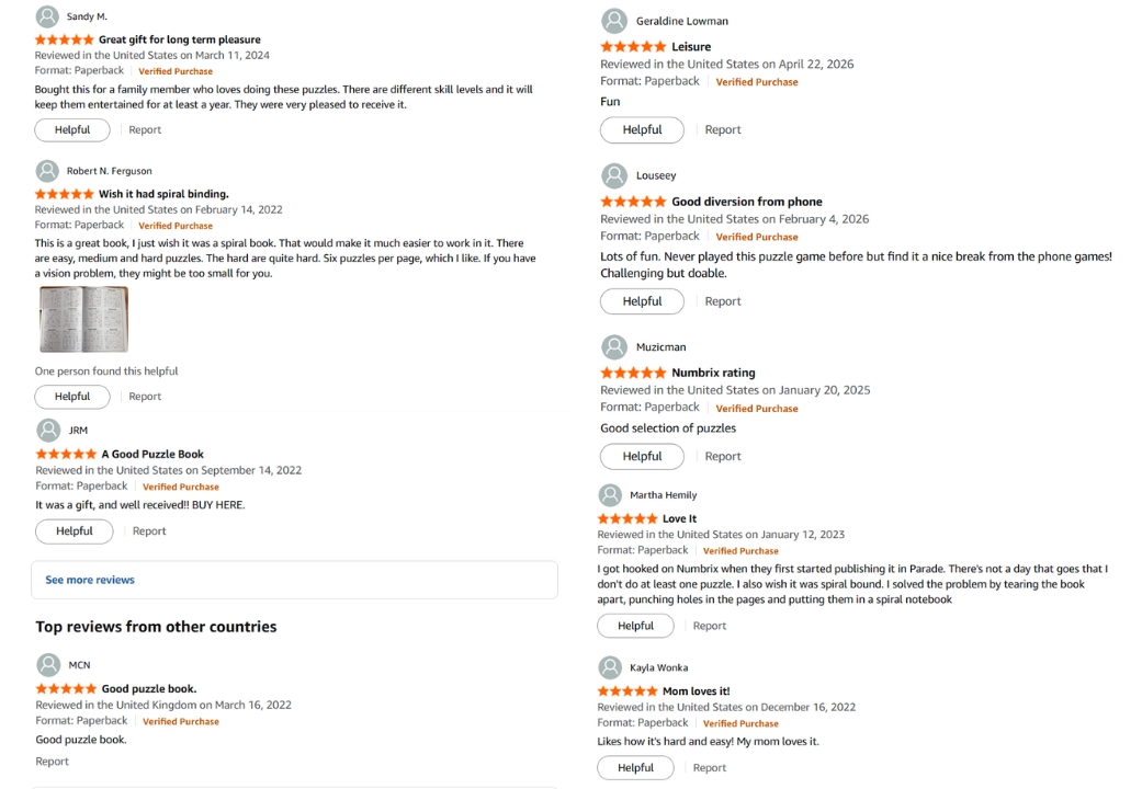 Top Amazon reviews for Numbrix puzzle books