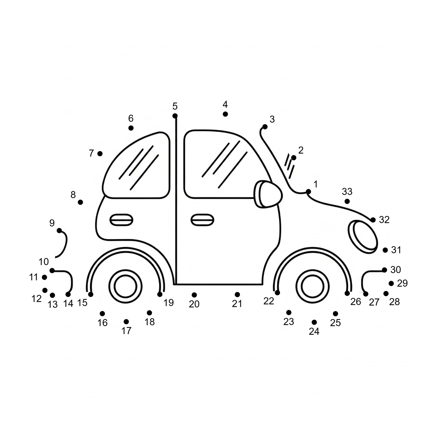 Vehicles Dot to Dot Activity Pages