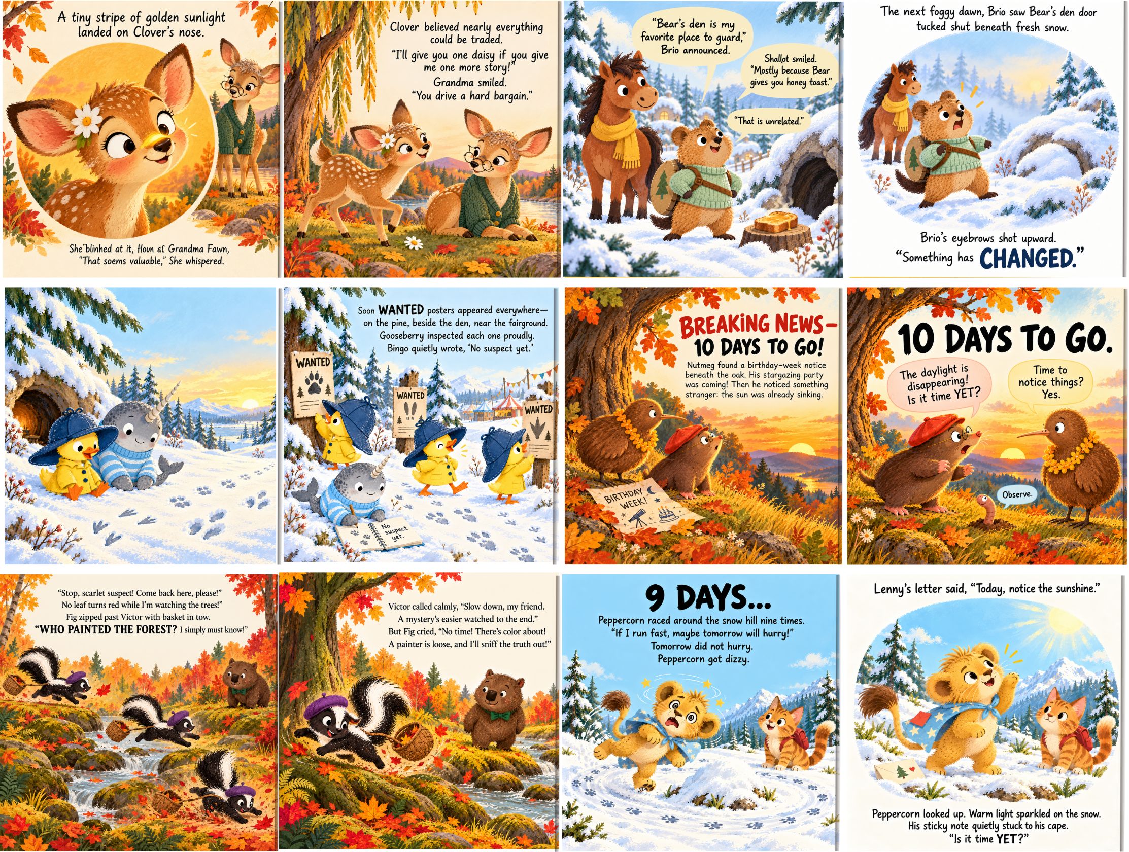 Open Little Discovery picture book showing a finished two-page story spread