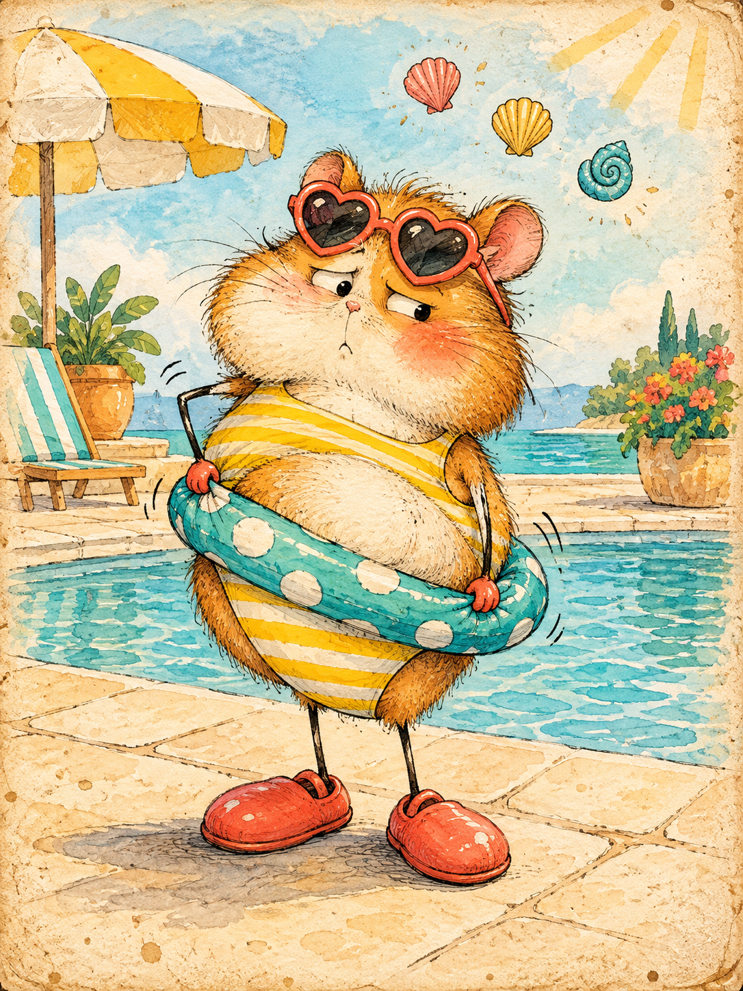 Hamster stuck in a pool float