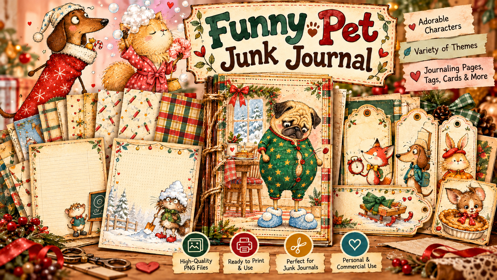 Funny Pet Junk Journals: vintage pet junk journal designs